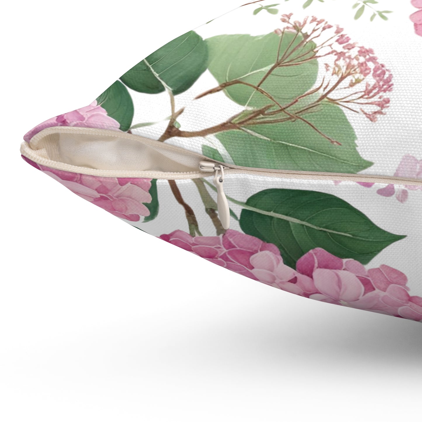Blush Bloom – Pink Hydrangea Square Pillow