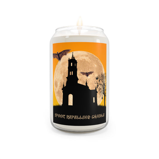 Scented Soy Candles, Halloween Spooky House Silhouette with Bats, Fall Fragrances, Spook Repelling Candle, Holiday Gift, Halloween Decor,