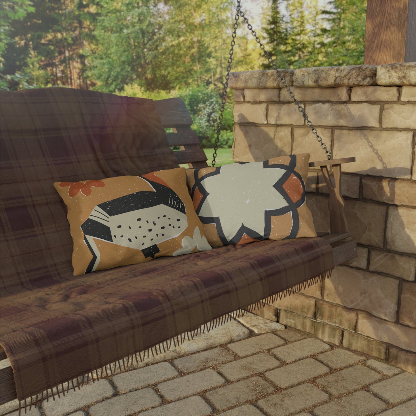 Tribal Design Rustic Goose Stylish Outdoor Pillow for Cozy Settings, Garden Decor, Boho Patio Accessories, Spring/Summer Vibes, Gift for Nature Lovers