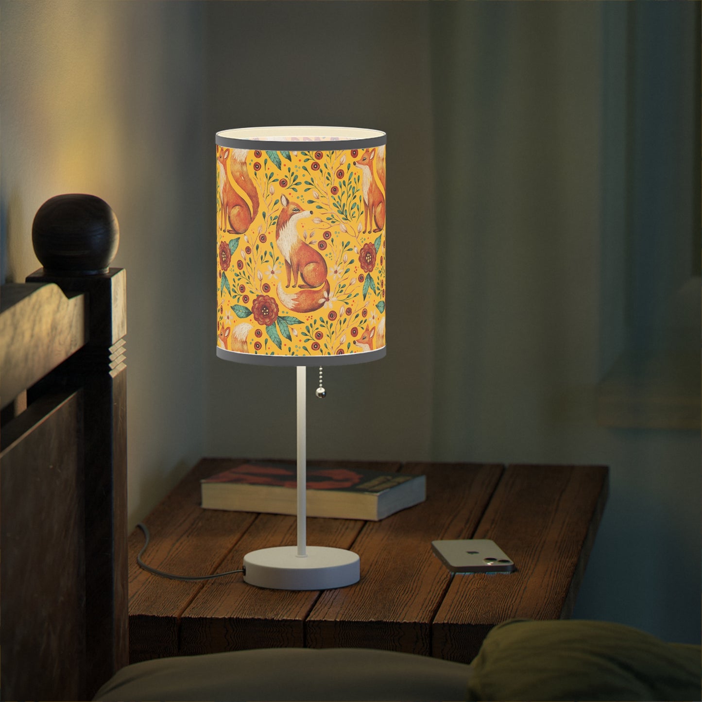 Whimsical Fox Floral Table Lamp - Stylish Decorative Lighting for Cozy Spaces - Yellow