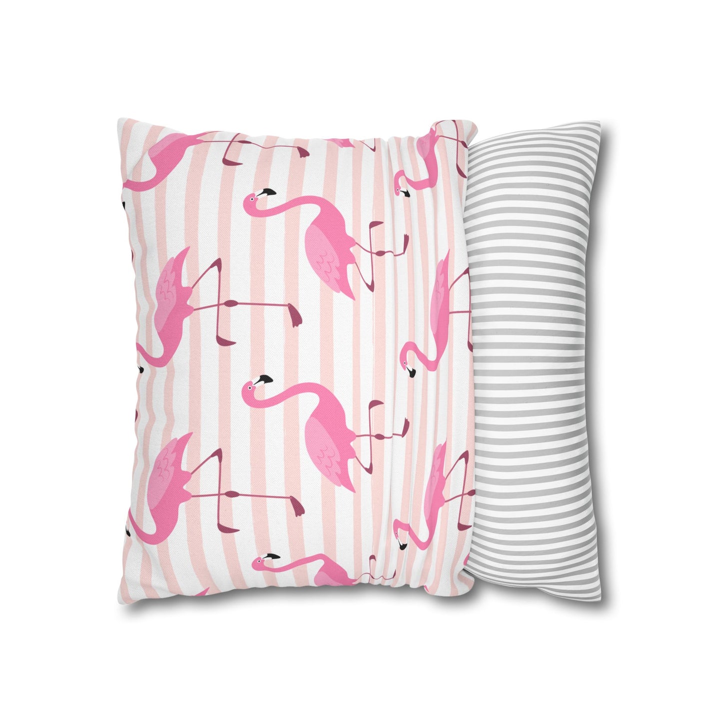 Pink Flamingo Pattern Pillowcase - Vibrant Spun Polyester Square Cushion for Summer Decor