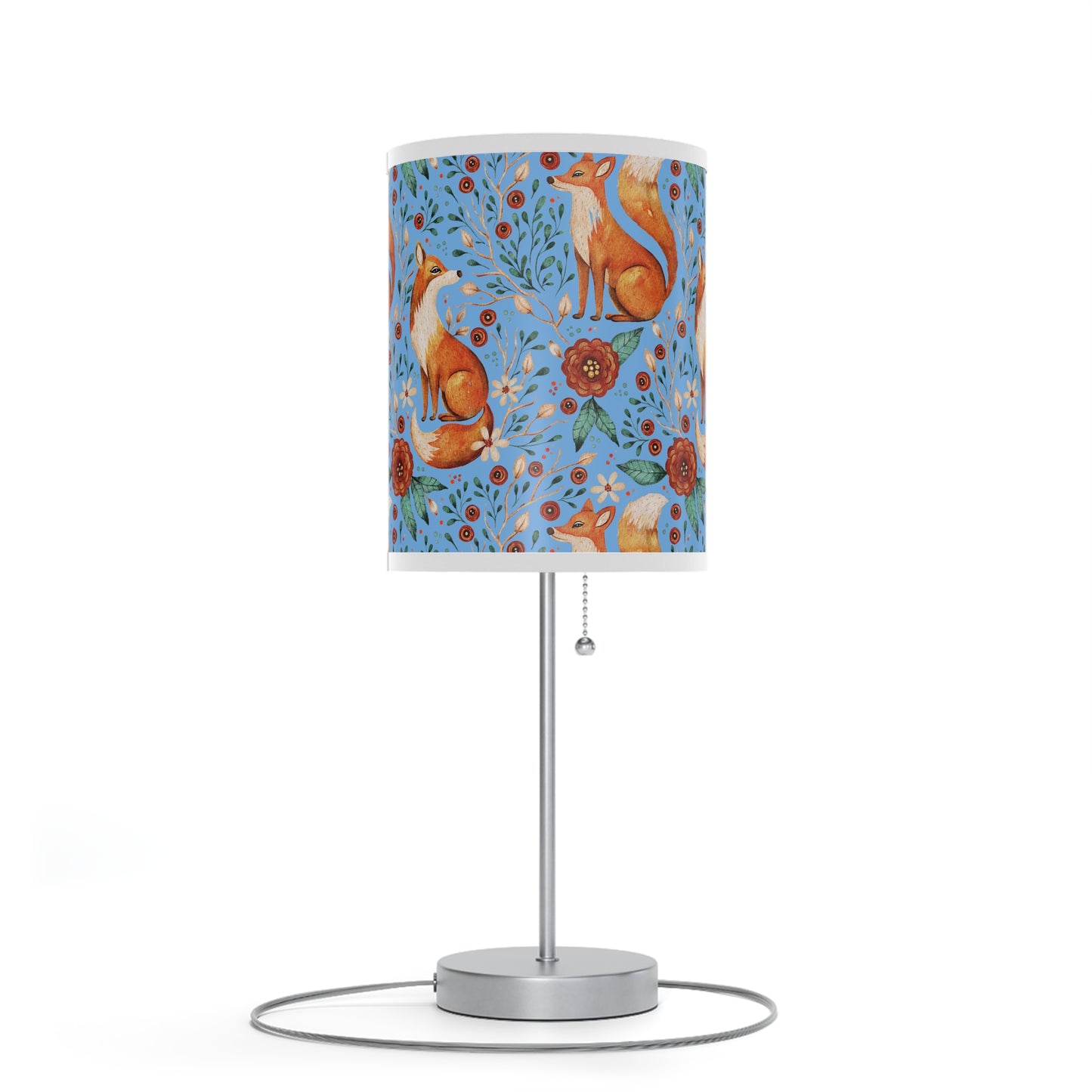 Whimsical Fox Floral Table Lamp - Stylish Decorative Lighting for Cozy Spaces - Blue