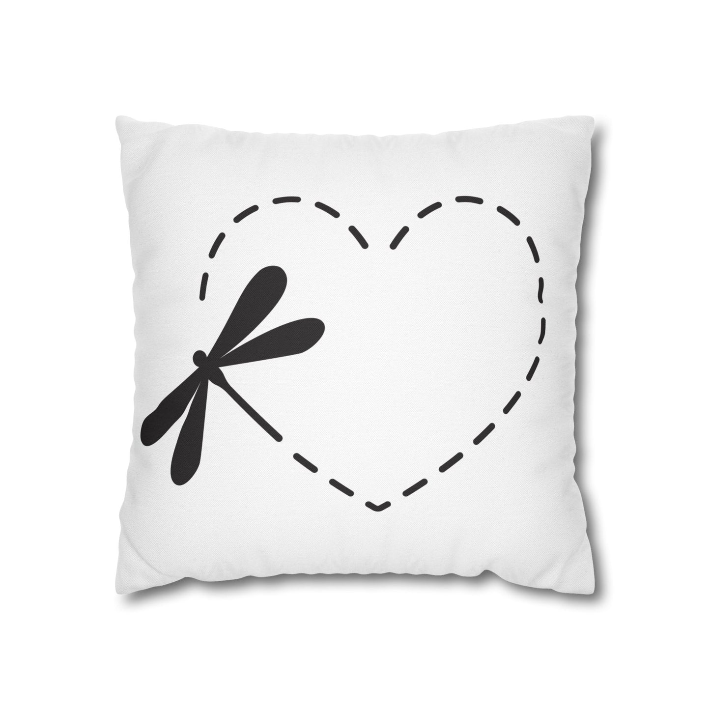 Charming Black and White Loving Heart Dragonfly Pillowcase - Cozy Home Decor, Modern Accent, Gift for Nature Lovers, Spring Vibes, Mother's Day
