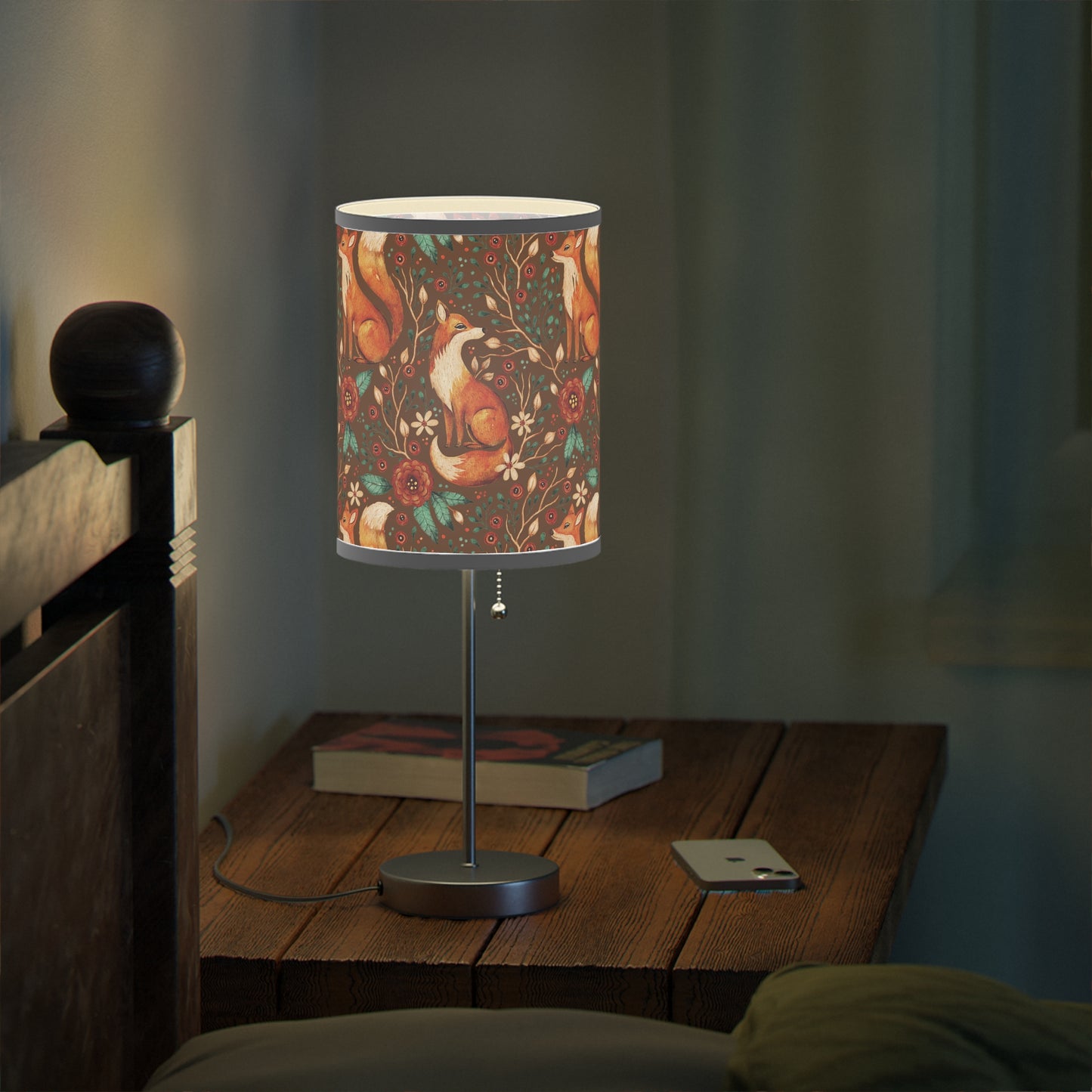 Whimsical Fox Floral Table Lamp - Stylish Decorative Lighting for Cozy Spaces - Mocha