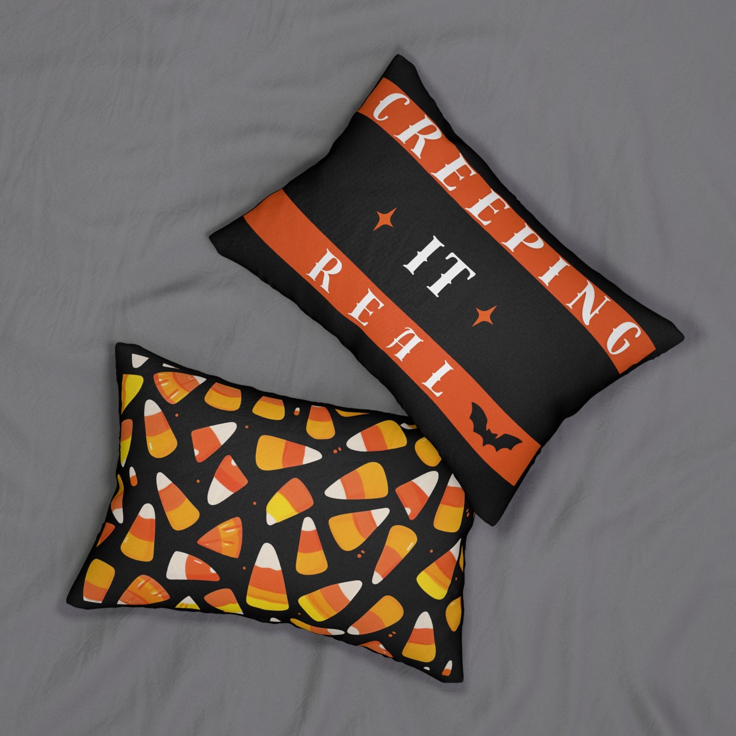 Halloween Lumbar Pillow - Creeping It Real, Spooky Home Decor, Fall Accent Cushion, Candy Corn Throw Pillow, Perfect for Halloween Parties