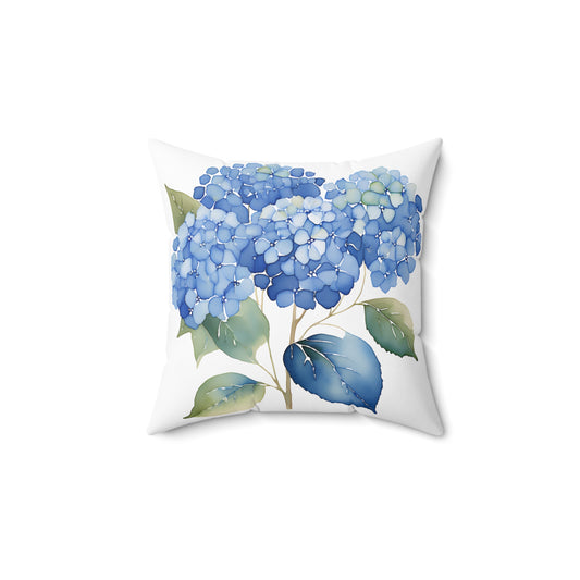 Blue Hygrangeas of Spun Polyester Square Pillow