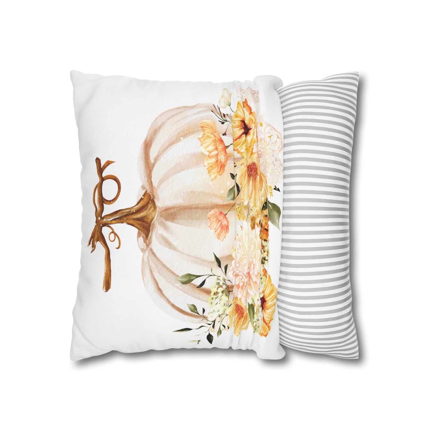 Floral Pumpkin Pillowcase, Cozy Home Decor, Fall Decor, Harvest Celebration, Thanksgiving Gift, Floral Accent Pillow
