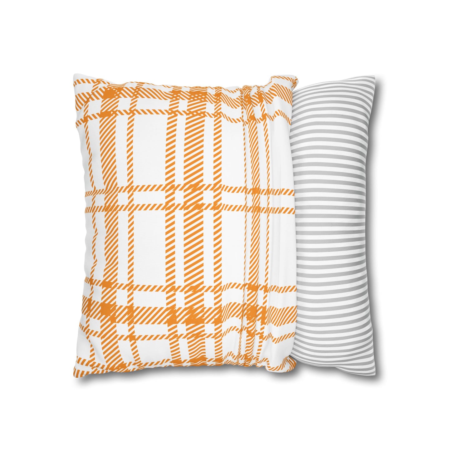 Cozy Plaid Pillowcase | Soft Square Canvas Cushion for Home Decor, Farmhouse Style, Living Room, Seasonal Gift, Wedding Decor