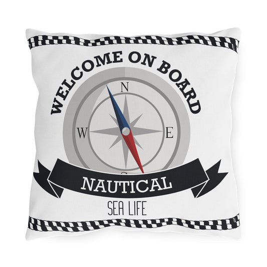 Outdoor Pillows - Welcome On Board Nautical Design