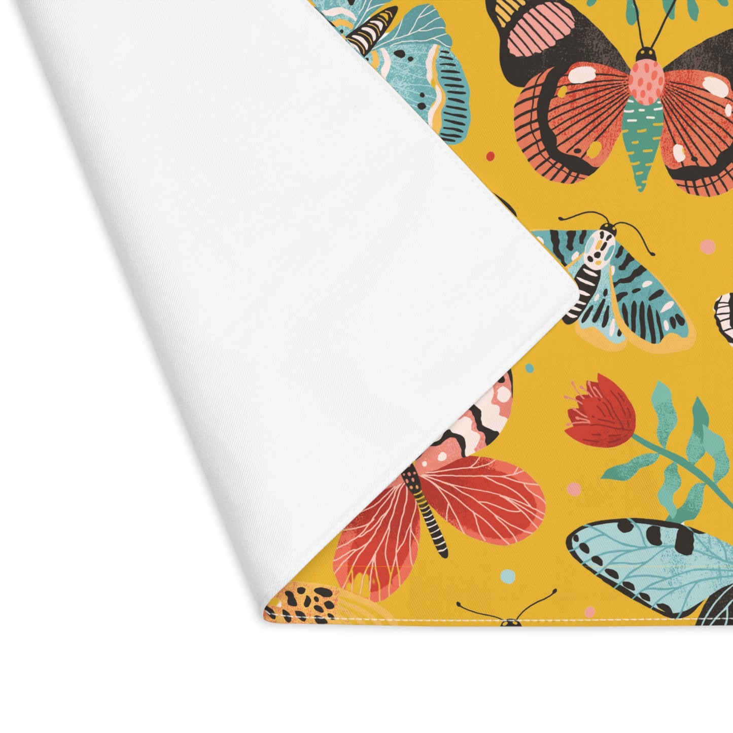 Butterfly Breeze Placemat - Turquoise and Earthy Red Butterfly Design - Yellow