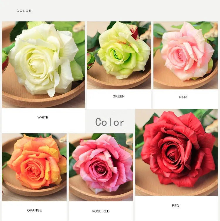 Real Touch Rose Flower Latex Coated real Silk Flower bouquet bridesmaid decor flower wedding home Artificial Flowers