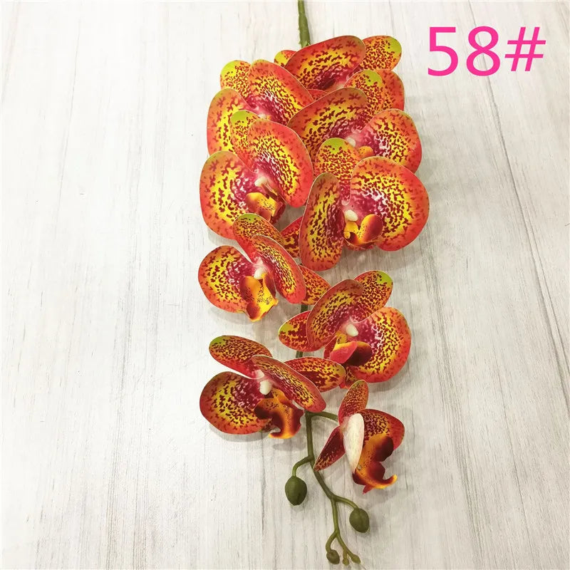 One Latex Butterfly Orchid Flowers 9 Heads Real Touch Good Quality Artificial Phalaenopsis Orchid
