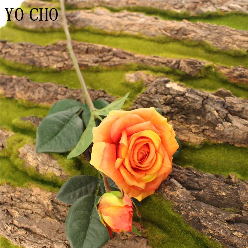 Single Rose Silk Flower Stem with  Real Touch Rose Flowers  Home Wedding Decoration Table
