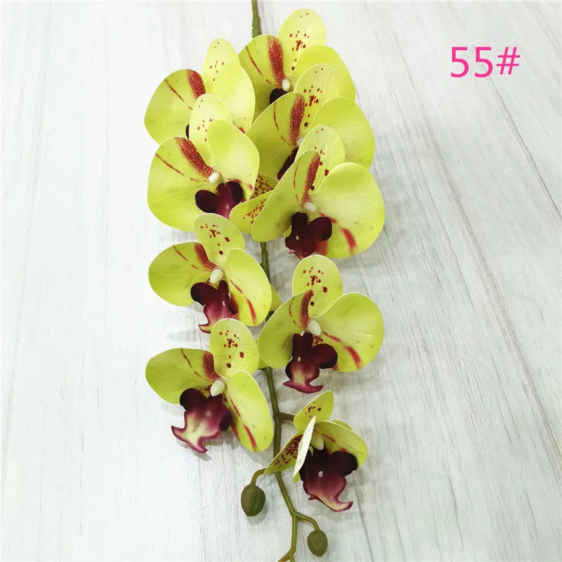 One Latex Butterfly Orchid Flowers 9 Heads Real Touch Good Quality Artificial Phalaenopsis Orchid