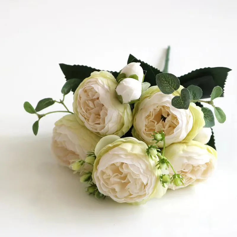 1 Bundle Silk Peony Bouquet Home Decoration Accessories Wedding Party  Pompons Artificial Roses Flowers