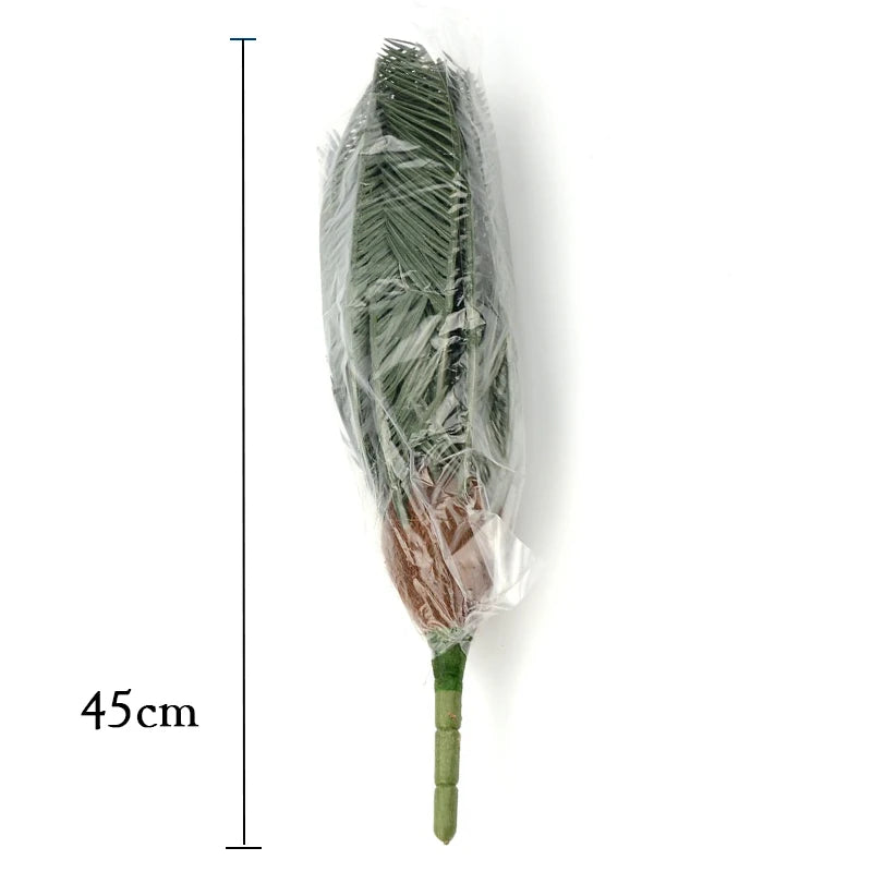 45cm Large Artificial Palm Tree Branch Tropical Fake Cycad Plants Plastic Coconut Tree Leafs For Home Garden Party Wedding Decor