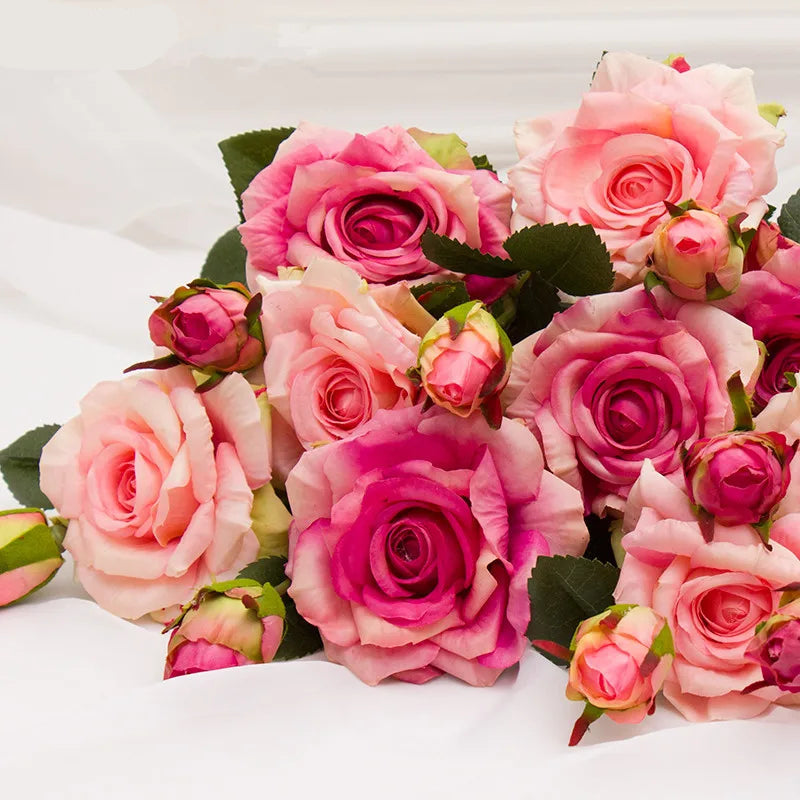 Real Touch Rose Flower Latex Coated real Silk Flower bouquet bridesmaid decor flower wedding home Artificial Flowers