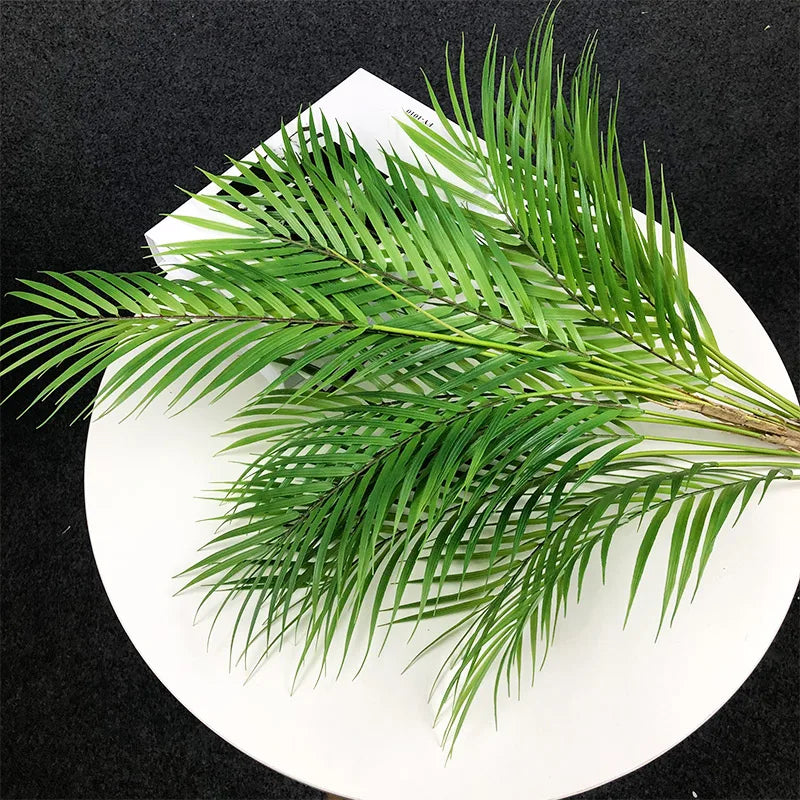 125cm Large Artificial Palm Tree Tropical Plants Branch Plastic Fake Leaves Green Monstera For Christmas Home Garden Room Decor