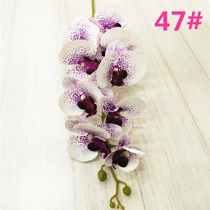 One Latex Butterfly Orchid Flowers 9 Heads Real Touch Good Quality Artificial Phalaenopsis Orchid