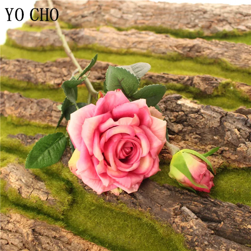 Single Rose Silk Flower Stem with  Real Touch Rose Flowers  Home Wedding Decoration Table