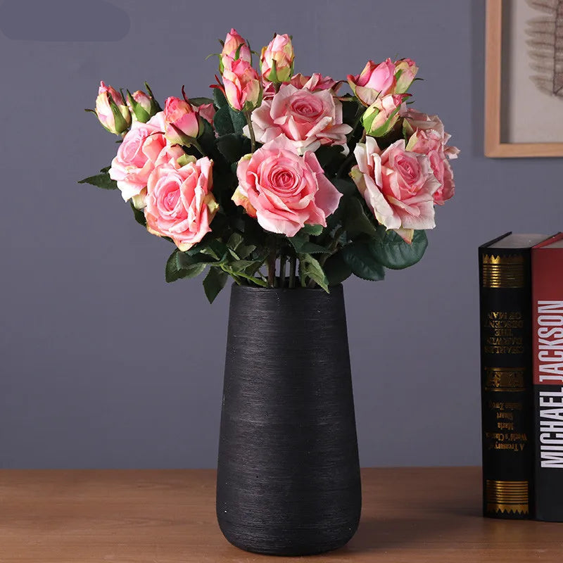 Real Touch Rose Flower Latex Coated real Silk Flower bouquet bridesmaid decor flower wedding home Artificial Flowers