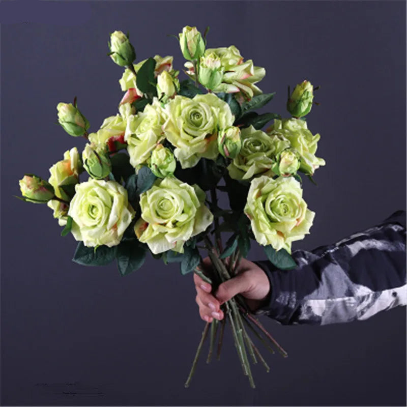 Real Touch Rose Flower Latex Coated real Silk Flower bouquet bridesmaid decor flower wedding home Artificial Flowers