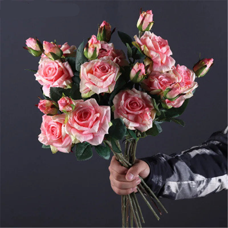 Real Touch Rose Flower Latex Coated real Silk Flower bouquet bridesmaid decor flower wedding home Artificial Flowers
