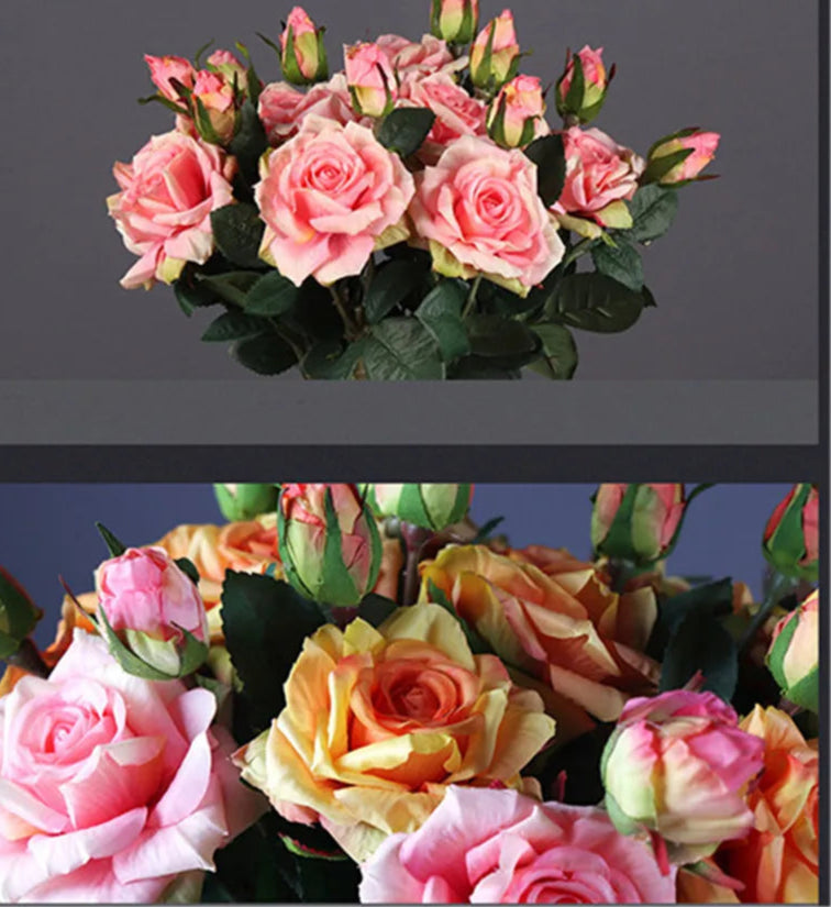 Real Touch Rose Flower Latex Coated real Silk Flower bouquet bridesmaid decor flower wedding home Artificial Flowers