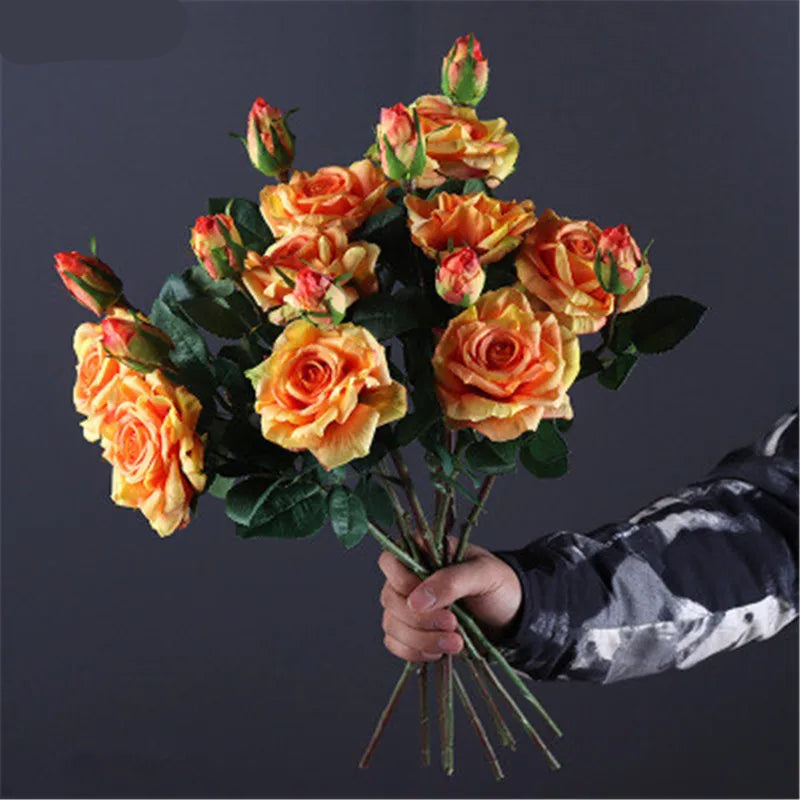 Real Touch Rose Flower Latex Coated real Silk Flower bouquet bridesmaid decor flower wedding home Artificial Flowers