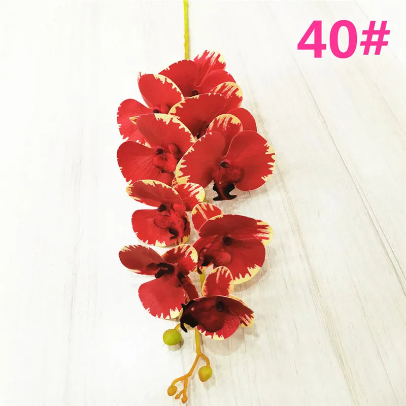 One Latex Butterfly Orchid Flowers 9 Heads Real Touch Good Quality Artificial Phalaenopsis Orchid