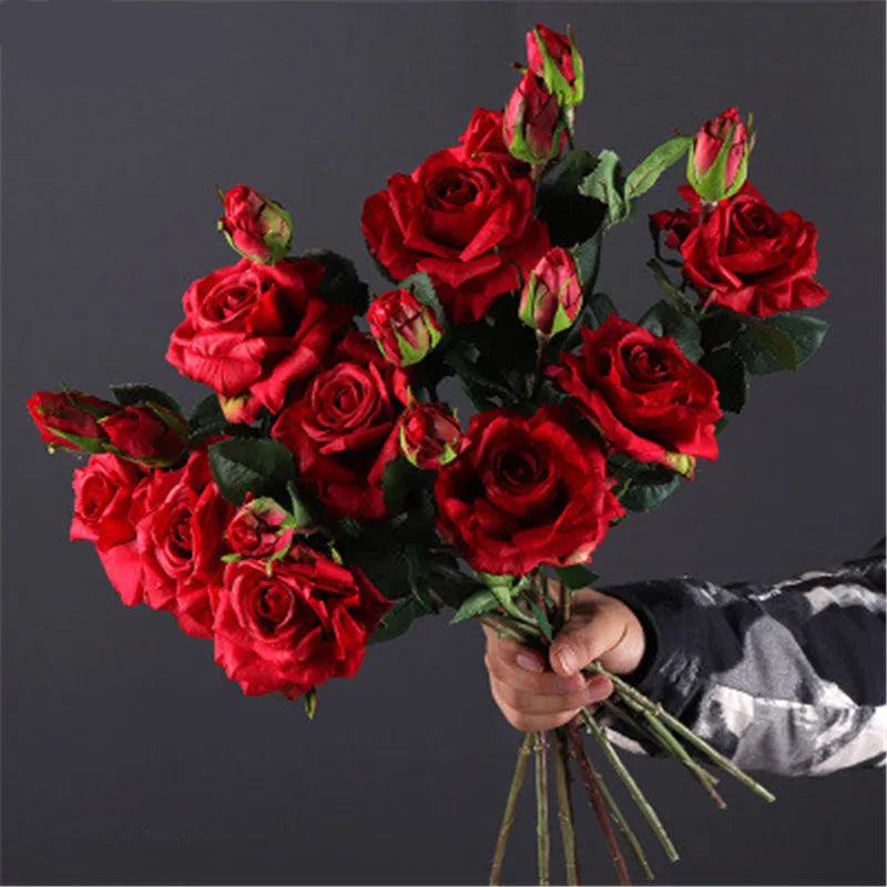 Real Touch Rose Flower Latex Coated real Silk Flower bouquet bridesmaid decor flower wedding home Artificial Flowers
