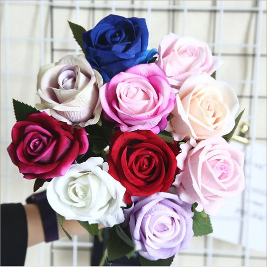 10PC Silk Roses Bouquet Vase for Home Decoration Accessories Diy Photo Props Flowers Arrangement Dining Table Christmas