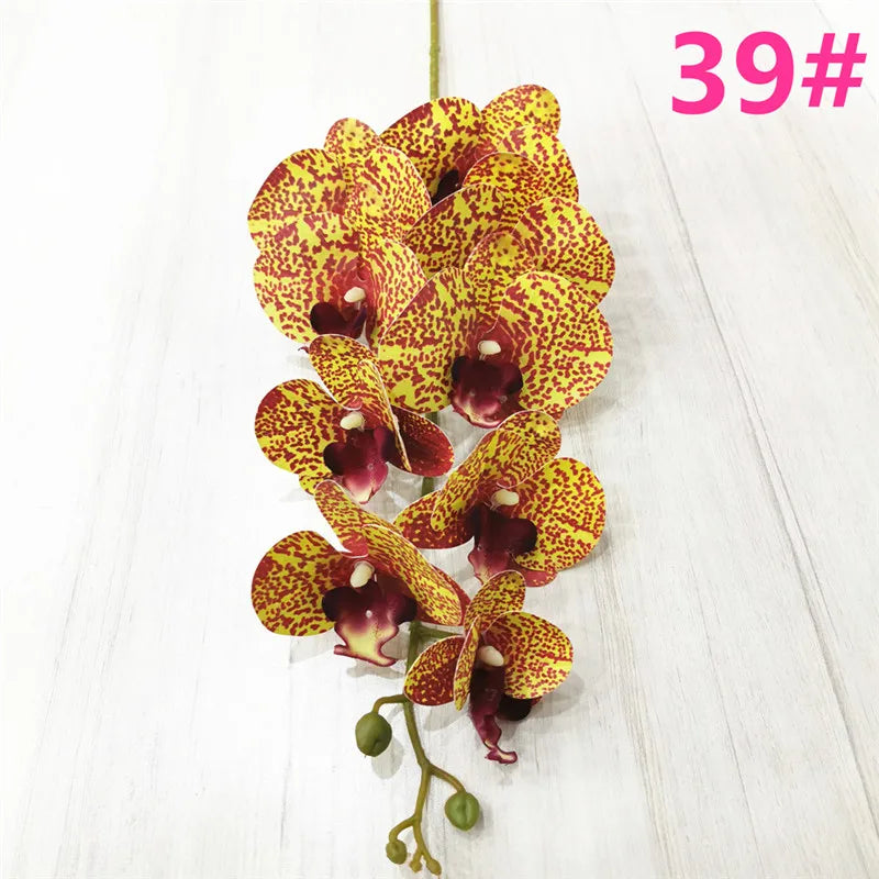 One Latex Butterfly Orchid Flowers 9 Heads Real Touch Good Quality Artificial Phalaenopsis Orchid