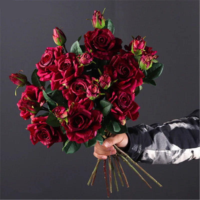 Real Touch Rose Flower Latex Coated real Silk Flower bouquet bridesmaid decor flower wedding home Artificial Flowers