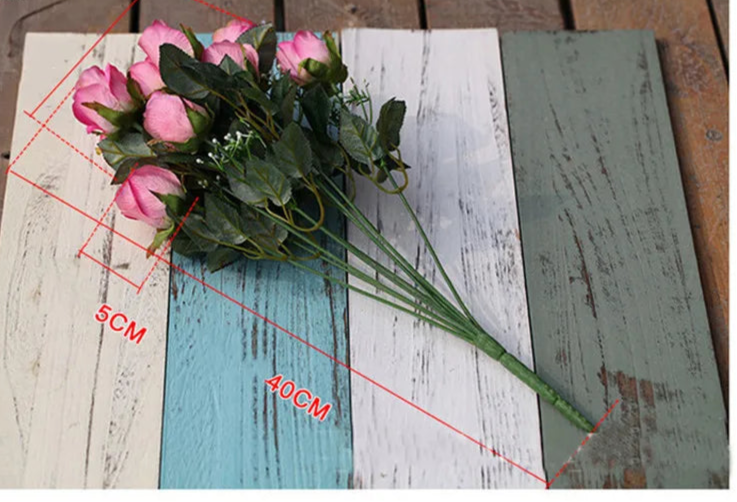 12 Heads Elegant Romantic Faux  Roses Flowers Bunch Simulation Silk Flowers Bridal Hand Bouquet Home Party Wedding Decor Rose Floral