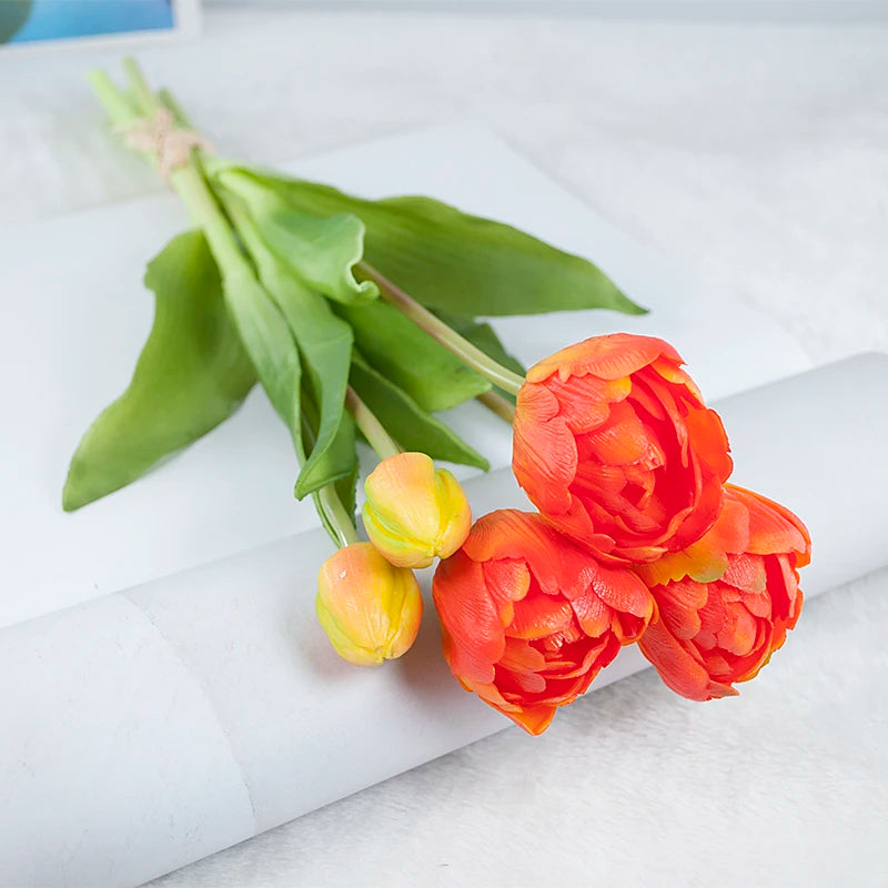 New Silicone Tulip Faux Flower Real Touch Bouquet 40CM Luxury Home Decorative Flowers Living Room Deco Flores Fake Plant