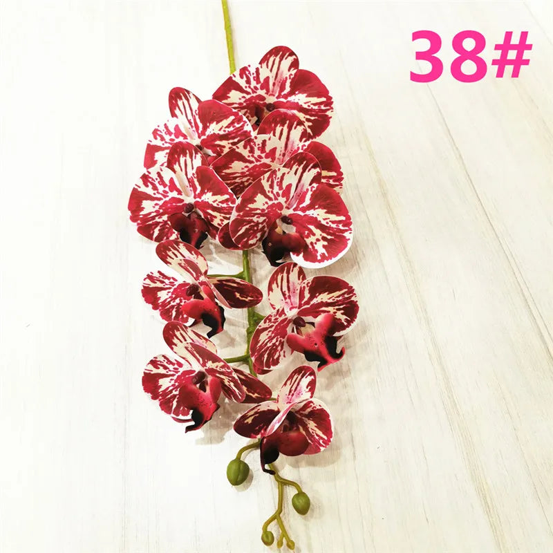 One Latex Butterfly Orchid Flowers 9 Heads Real Touch Good Quality Artificial Phalaenopsis Orchid