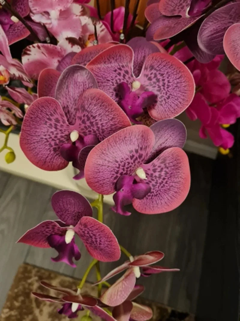 One Latex Butterfly Orchid Flowers 9 Heads Real Touch Good Quality Artificial Phalaenopsis Orchid
