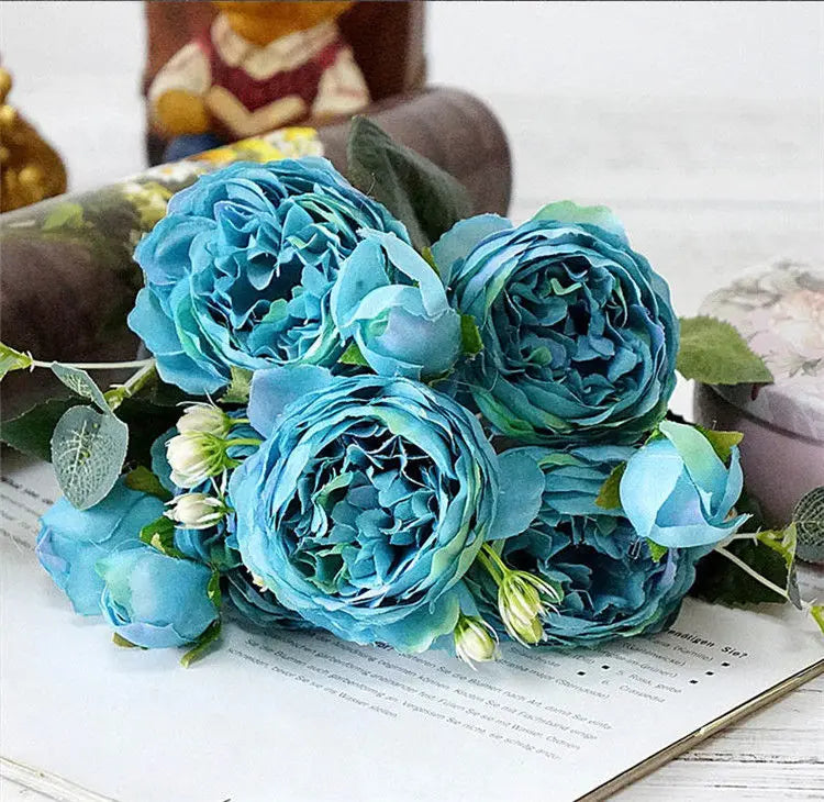 Silk Peony Hand Crafted Flowers Beautiful Flores Bouquet for Wedding Party Home Decoration Mariage Silk Flowers
