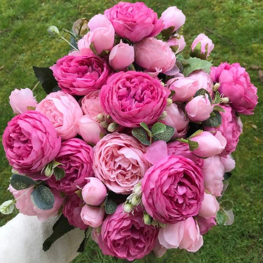 Silk Peony Hand Crafted Flowers Beautiful Flores Bouquet for Wedding Party Home Decoration Mariage Silk Flowers