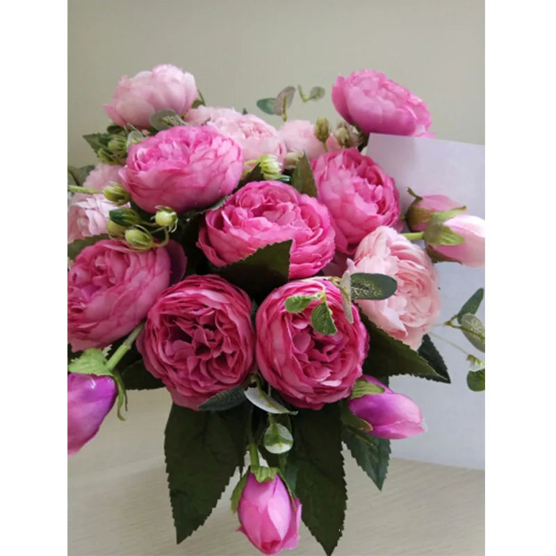 Silk Peony Hand Crafted Flowers Beautiful Flores Bouquet for Wedding Party Home Decoration Mariage Silk Flowers