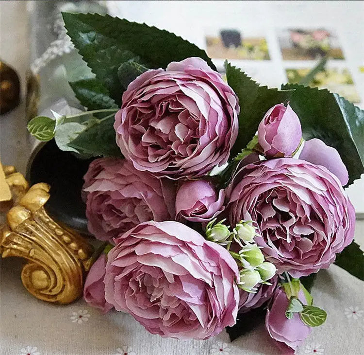 Silk Peony Hand Crafted Flowers Beautiful Flores Bouquet for Wedding Party Home Decoration Mariage Silk Flowers