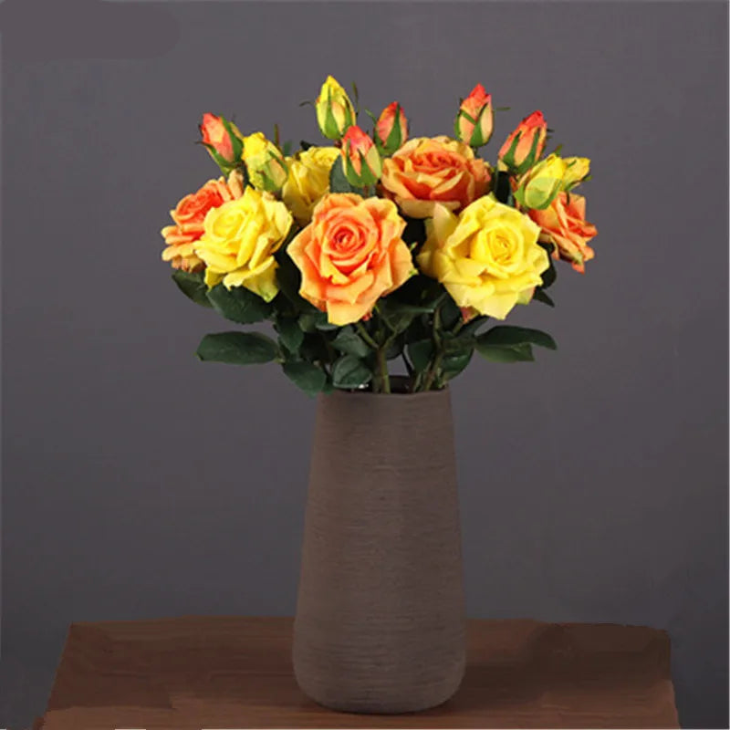 Real Touch Rose Flower Latex Coated real Silk Flower bouquet bridesmaid decor flower wedding home Artificial Flowers