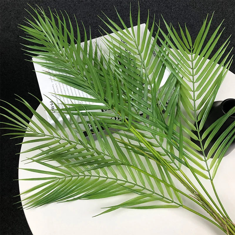 125cm Large Artificial Palm Tree Tropical Plants Branch Plastic Fake Leaves Green Monstera For Christmas Home Garden Room Decor