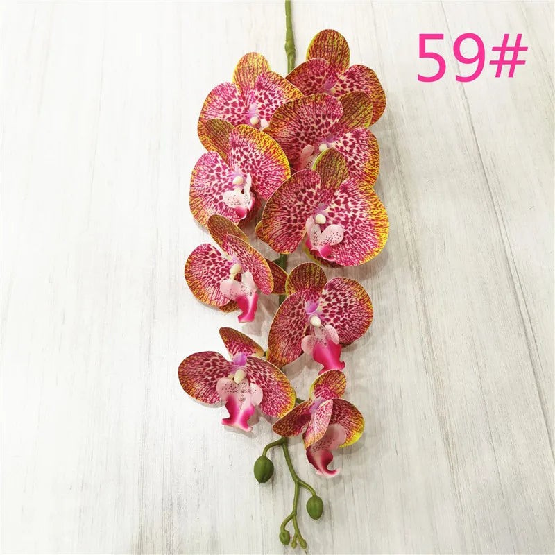 One Latex Butterfly Orchid Flowers 9 Heads Real Touch Good Quality Artificial Phalaenopsis Orchid