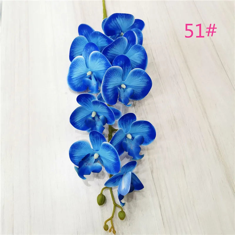 One Latex Butterfly Orchid Flowers 9 Heads Real Touch Good Quality Artificial Phalaenopsis Orchid