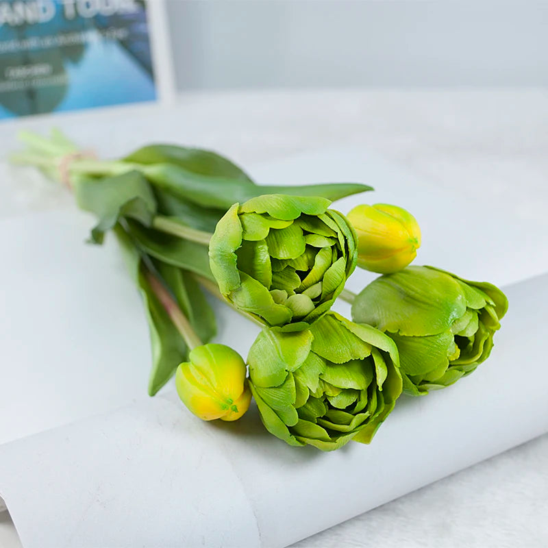 New Silicone Tulip Faux Flower Real Touch Bouquet 40CM Luxury Home Decorative Flowers Living Room Deco Flores Fake Plant