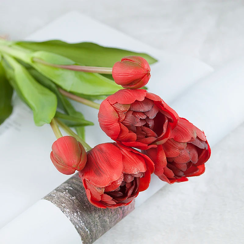 New Silicone Tulip Faux Flower Real Touch Bouquet 40CM Luxury Home Decorative Flowers Living Room Deco Flores Fake Plant