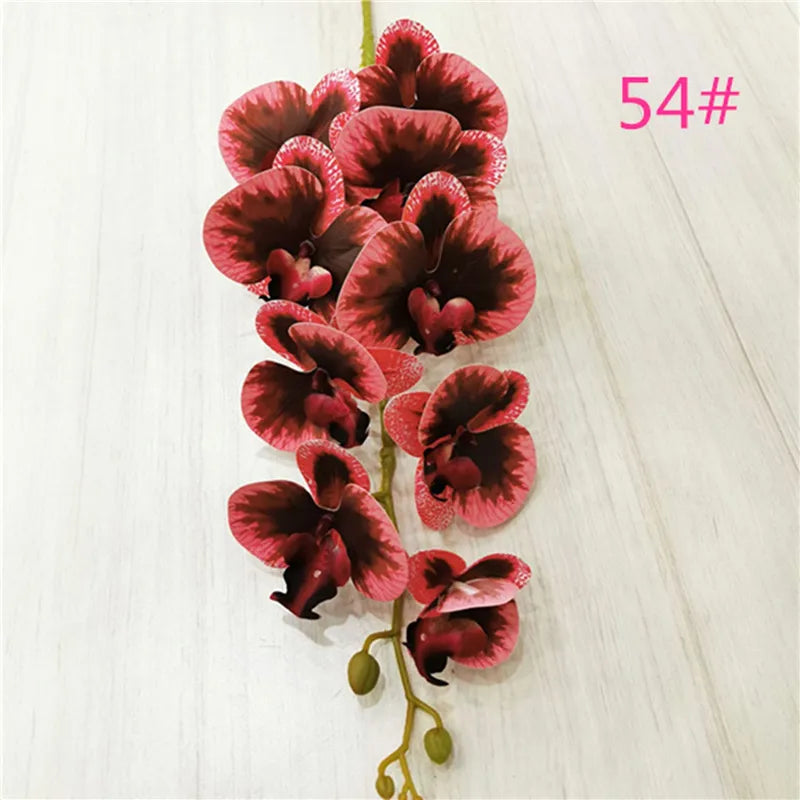 One Latex Butterfly Orchid Flowers 9 Heads Real Touch Good Quality Artificial Phalaenopsis Orchid