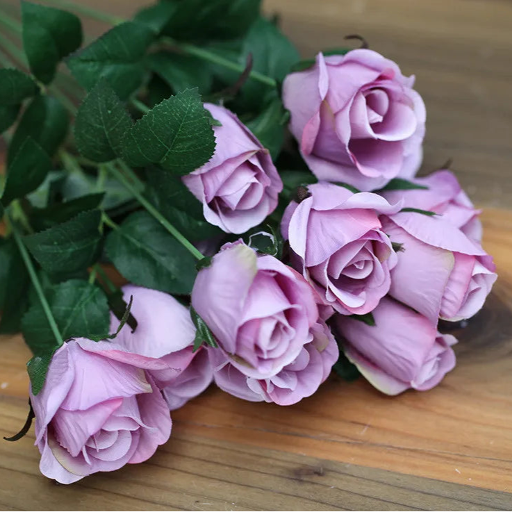 12 Heads Elegant Romantic Faux  Roses Flowers Bunch Simulation Silk Flowers Bridal Hand Bouquet Home Party Wedding Decor Rose Floral